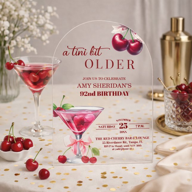 Invitaciones Acrílicas Chic A Tini Bit Mayor Martini de Cumpleaños 92 (Subido por el creador)