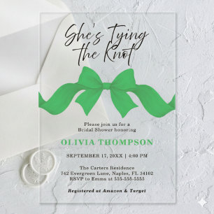 Invitaciones Acrílicas Chic Arco Verde Ella se está casando Despedida de 