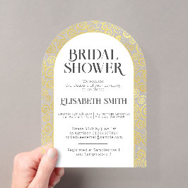 Invitaciones Acrílicas Chic Brindis De Boda De Invierno Blanco Y Dorado C