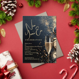 Invitaciones Acrílicas Chic Champagne and Clocks New Year's Eve