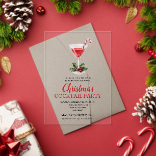 Invitaciones Acrílicas Chic Martini de Caramelo de Navidad Fiesta de Cóct