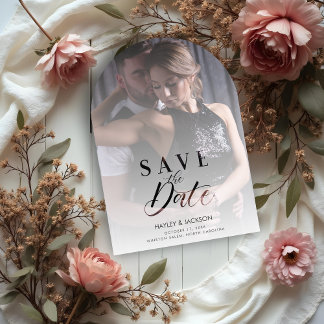 Invitaciones Acrílicas Chic Modern Transparency Wedding Photo Script