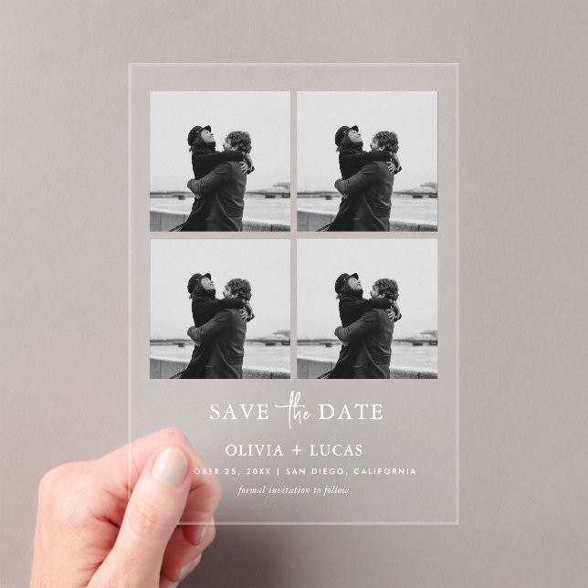 Invitaciones Acrílicas Chic Photo Collage Wedding Save The Date (Insitu (portátil))
