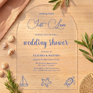 Invitaciones Acrílicas Chic Simplemente Ama La Vida Marina Boda Despedida