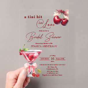 Invitaciones Acrílicas Chic Tini Bit enamorada Cherry Martini Despedida d