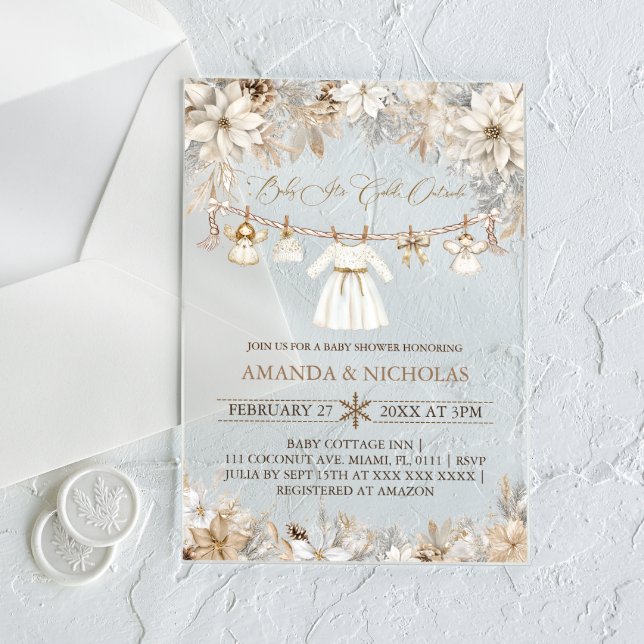 Invitaciones Acrílicas Chica bebé está frío fuera de Baby Shower (Subido por el creador)