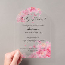 Chica Bebé Floral Rosa Acuarela Shower de Cumpleañ