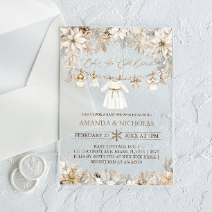 Invitaciones Acrílicas Chica Bebé Hace Frío Afuera Shower de Bebé