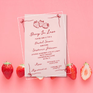 Invitaciones Acrílicas Chica Coqueta Dibujada a Mano Bayas Enamorada Desp