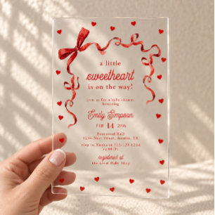 Invitaciones Acrílicas Chica Corazoncito Fiesta de Bebé
