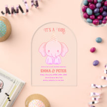 Chica Cumpleaños Personalizada Elefante Rosa Baby