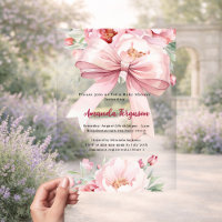 Chica de flores con lazo rosa claro Baby Shower