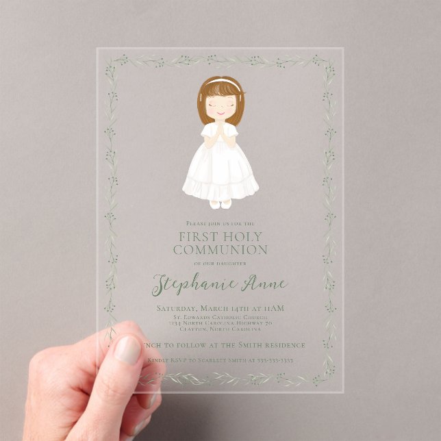 Invitaciones Acrílicas Chica de la comunión rezando (Insitu (portátil))