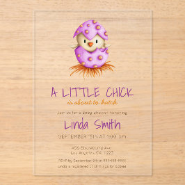 Invitaciones Acrílicas Chica de pájaro rosa lindo Baby Shower