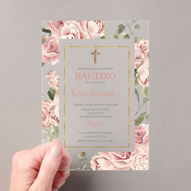 Invitaciones Acrílicas Chica del bautismo en España (Insitu (portátil))