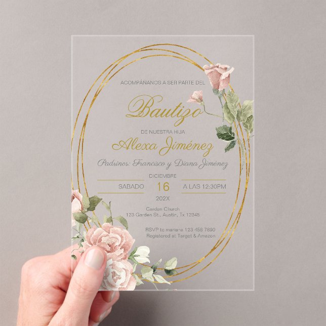 Invitaciones Acrílicas Chica del bautismo en España (Insitu (portátil))