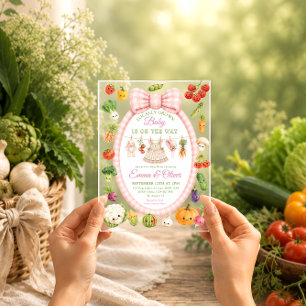 Invitaciones Acrílicas Chica del Mercado de Agricultores Locales Baño de 