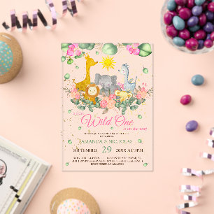 Invitaciones Acrílicas Chica Safari Floral Baby Shower
