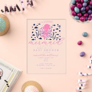 Invitaciones Acrílicas Chica Sirena Debajo Del Mar Baby Shower