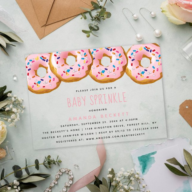 Invitaciones Acrílicas Chicas de Donut modernos Baby Shower Sprinkle (Subido por el creador)