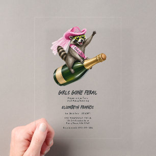 Invitaciones Acrílicas Chicas Desbocadas Divertido Mapache Despedida de S