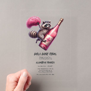 Invitaciones Acrílicas Chicas Salvajes Divertido Mapache Despedida de Sol