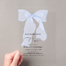 Invitaciones Acrílicas Chicas solo quieren ser un Blue Bow primer cumplea