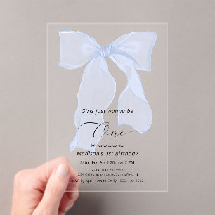 Invitaciones Acrílicas Chicas solo quieren ser un Blue Bow primer cumplea