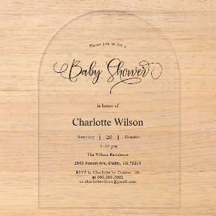 Invitaciones Acrílicas Chico de Baño de Caligrafía Mínima Moderna