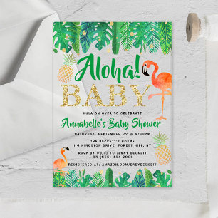 Invitaciones Acrílicas Chico Luau de Verano Tropical en la Playa Baby Sho