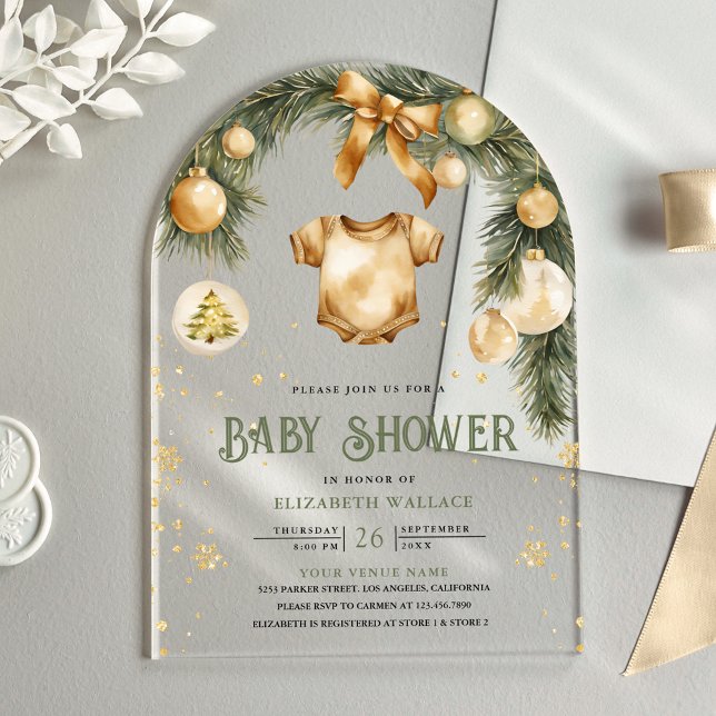 Invitaciones Acrílicas Chico Rústico Boho Invierno Navidad Baby Shower (Subido por el creador)