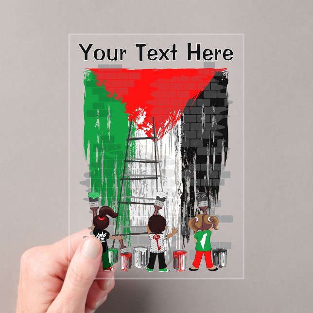 Invitaciones Acrílicas Children of Gaza Painting Palestine Flag  (Insitu (portátil))