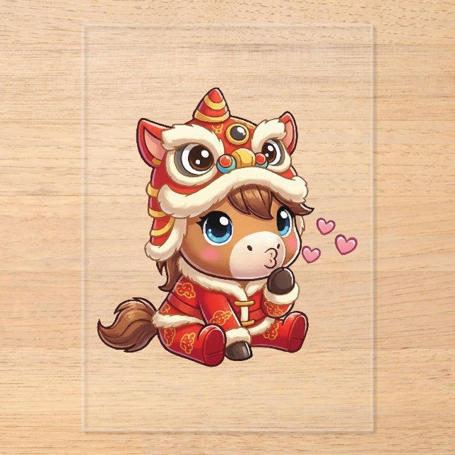 Invitaciones Acrílicas Chinese New Year Horse 2026 Zodiac (Anverso)