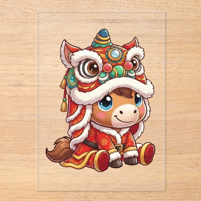 Invitaciones Acrílicas Chinese New Year Horse 2026 Zodiac (Anverso)