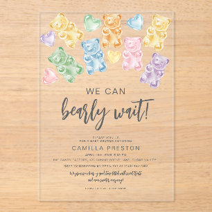 Invitaciones Acrílicas Chocolate para Oso de Gominola Baby Shower