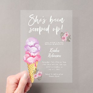 Invitaciones Acrílicas Chocolate Rosa Recogida en la Ducha Nupcial