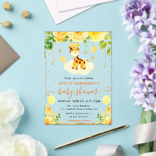 Invitaciones Acrílicas Chorreado Acuarela Floral Mono Bebé Cumple