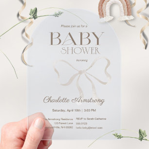 Invitaciones Acrílicas Chorreo Sutil Azul Acuarela para Baby Shower