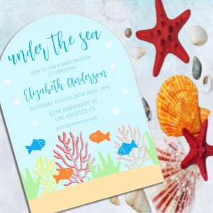 Invitaciones Acrílicas Chorro de Bebé de Vida Marina