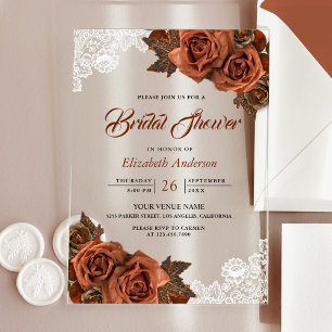 Invitaciones Acrílicas Chorro de Boda Rústico con Arpillera y Terracota P