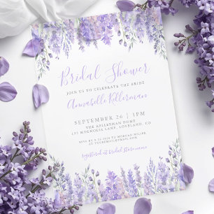 Invitaciones Acrílicas Chorro Nupcial Floral de Lavanda en Acuarela Elega