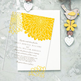 Invitaciones Acrílicas Chrysanthemum blanco amarillo Boda simple estilo