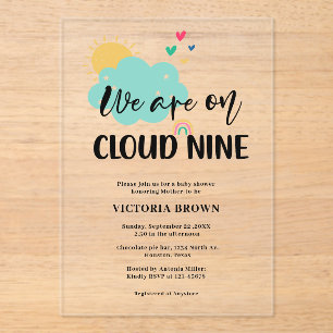 Invitaciones Acrílicas Chubasquero de nube nueve Baby Shower