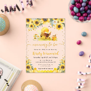 Invitaciones Acrílicas Chupete de verano de abeja y girasoles de acuarela