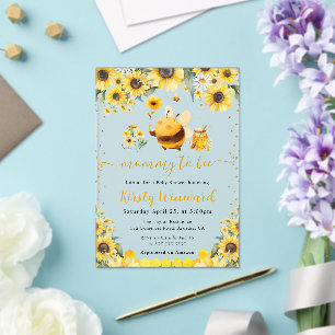 Invitaciones Acrílicas Chupete de verano de abeja y girasoles de acuarela