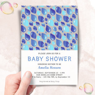 Invitaciones Acrílicas Chupete Patrón Globo Azul Baby Shower Niño