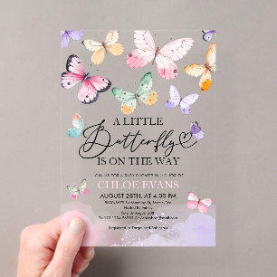 Invitaciones Acrílicas Chupetones Coloridos de Mariposas Baby Shower 