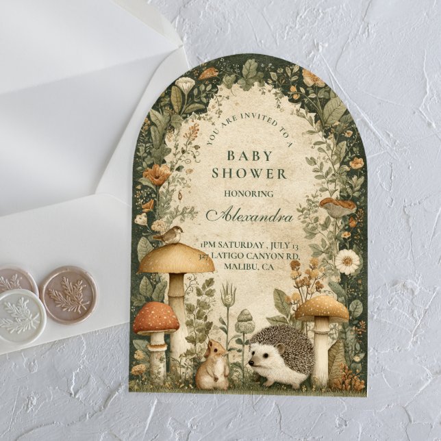 Invitaciones Acrílicas Chupinada de Bebé Bosque Verde Rústico (Subido por el creador)