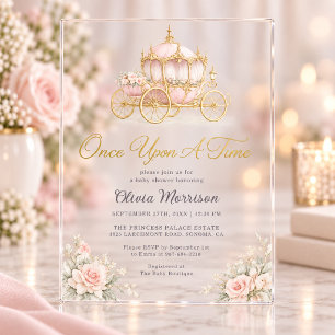 Invitaciones Acrílicas Chupito de bebé de carruaje de princesa Érase una