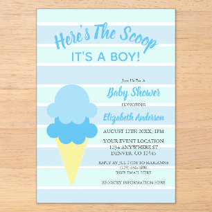 Invitaciones Acrílicas Chupito De Helado Cumpleaños De Verano Para Un Beb